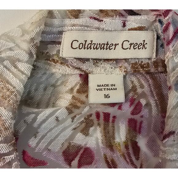 Coldwater creek size 16 semi Sheer full zip shaket EUC colorful career casual + - Picture 5 of 7